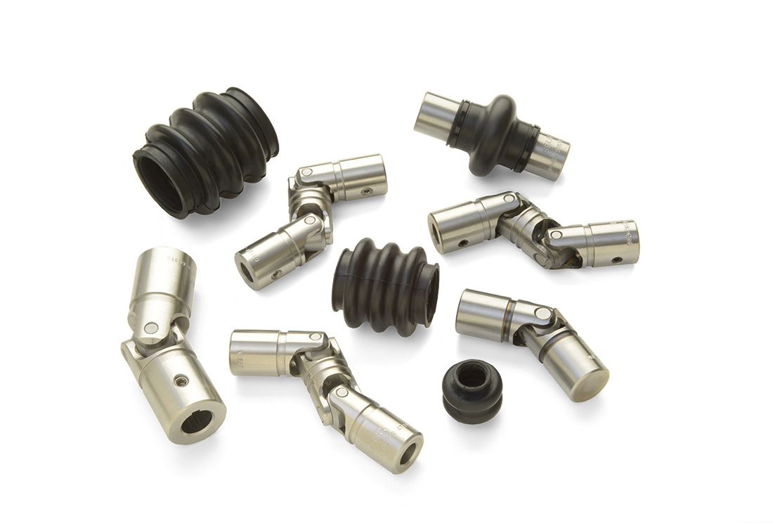 Friction bearing type pin-and-block universal joints, manufactured from alloy steel for high strength or stainless steel for better corrosion resistance, are designed for applications with moderate to high torque requirements for a wide variety of industries